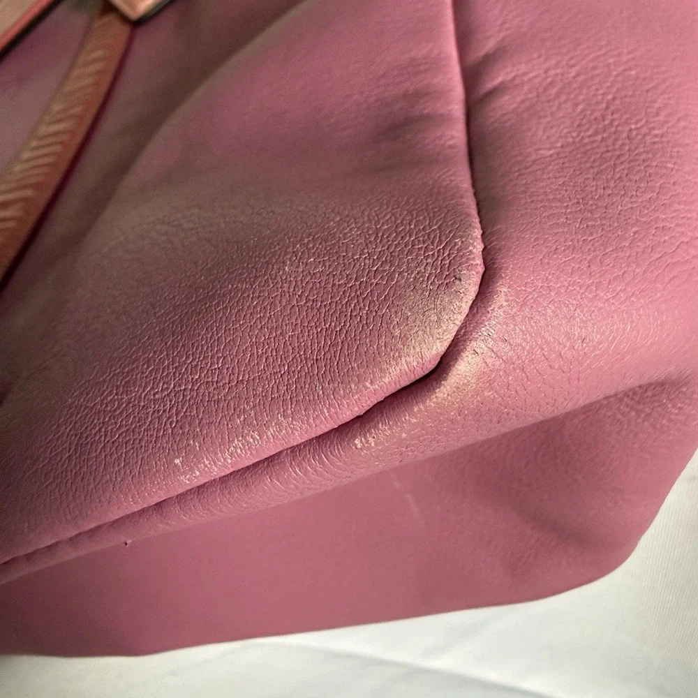 VINTAGE COACH PINK LEATHER PATENT TRIM LARGE GALLERY SHOPPER TOTE BAG PURSE 9237